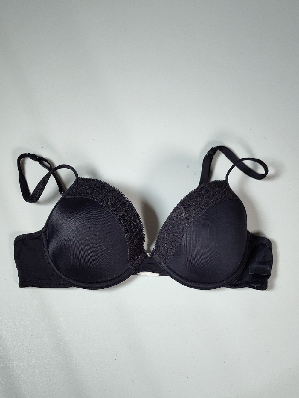 Calvin Klein black padded‎ wired lace trim bra 34A